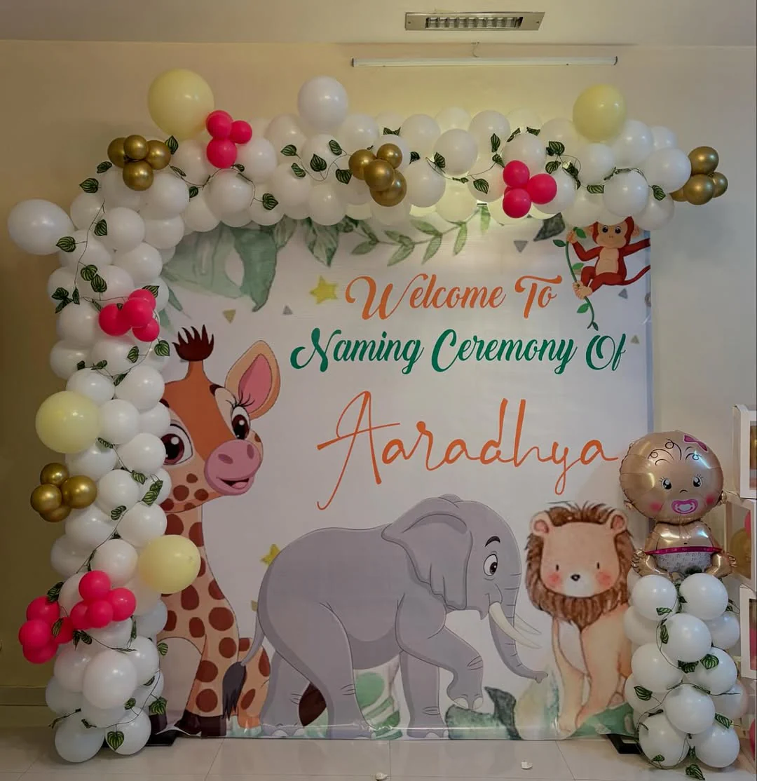 Baby Girl Naming Ceremony Balloon Decor